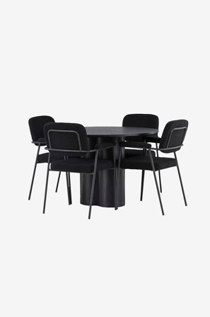 Venture Home - Matgrupp Olivia med 4st stolar Yesterday - Svart - Matgrupp 4 personer - Från Homeroom