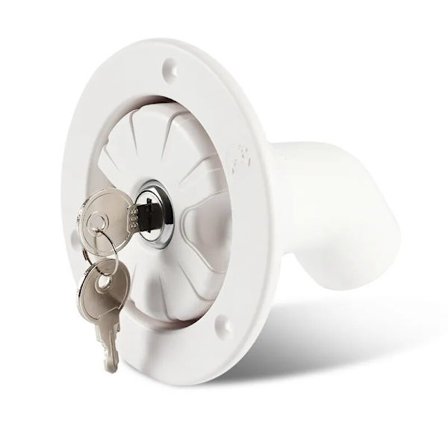 RV-tillbehör, låsbart gravitationsfilter för påfyllning av färskvatten, för husbil, båt, husvagn, husvagnstillbehör, vitt