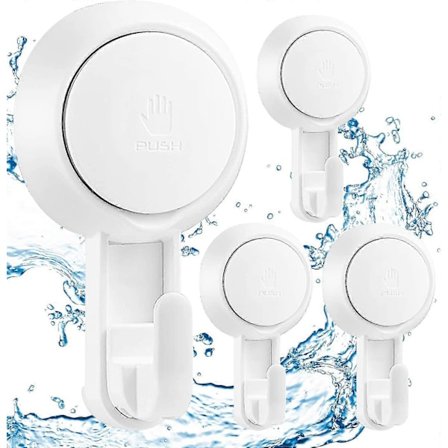 Sett med 4 kraftige veggsugekoppkroker 5 kg