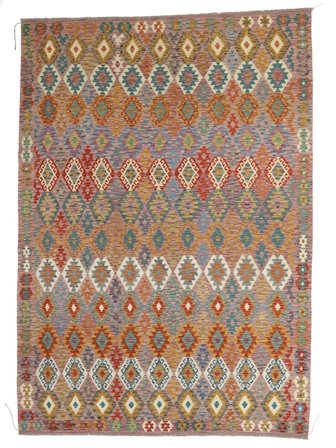 Itämainen Kelim Afghan Old Style Matot Matto 258X350 Ruskea/Oranssi Isot Villa, Afganistan