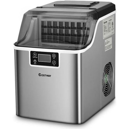 COSTWAY Ismaskine 18 kg/24 timer med flaskeplacering LCD-skærm Timer Selvrensende skovl 3,2 L vandtank