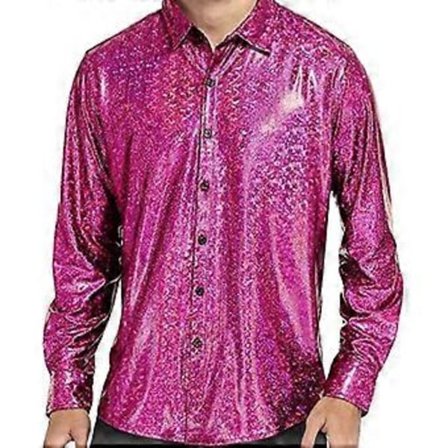 Disco Skjortor Herr Glänsande Långärmad Skjorta (2XL Rosröd)