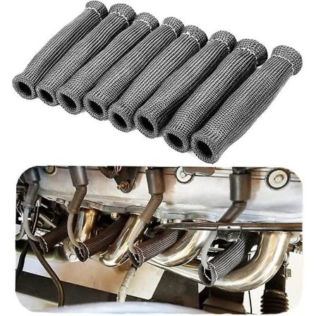 Tändkabel värmesköld 8-pack (svart) Tändkabelisoleringshylsa, 1600 graders tändstiftsskydd -bp