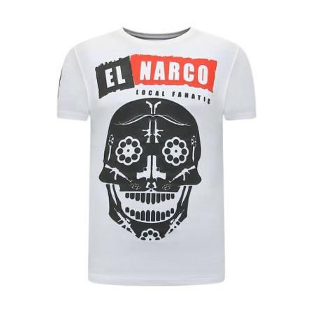 Local Fanatic El Narco T-Shirt Med Tryck vit, Herr, Herr, Storlek: L
