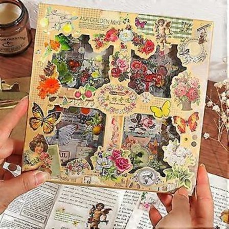 Kukka-aiheinen Scrapbook-tarrapakkaus, Scrapbook-tarra-setti, Esteettiset luonnonkasvit ja -kukat, Scrapbooking-tarvikesetti, Journaling-tarvikkeet