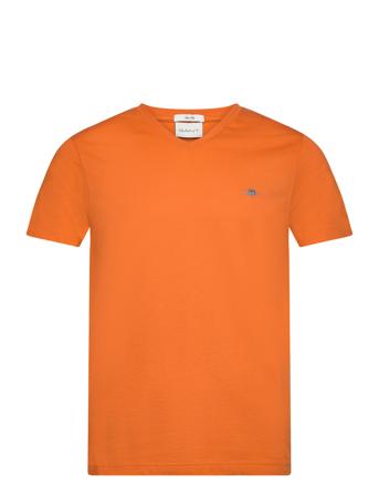 Slim Shield V-Neck T-Shirt T-shirts Short-sleeved Oransje GANT*Betinget Tilbud