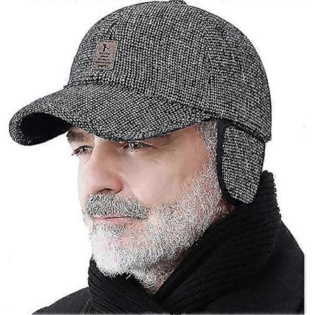 Vinterhue til Mænd Udendørs, Justerbar Varmt Sport Golf Baseball Cap Hatte Dad Caps Øreklapper Tykkelse 55-60cm (FMY)
