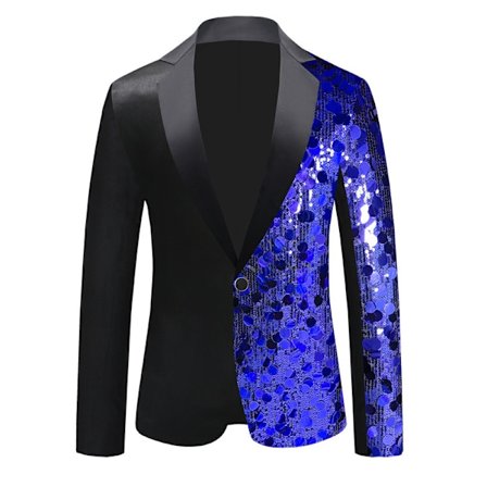 Mænds Sequin Blazer Dragt En-Knaps Slim Fit Sequin Jakke