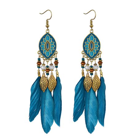 Fjerøreringe til kvinder, boheme frynser, lang kvast