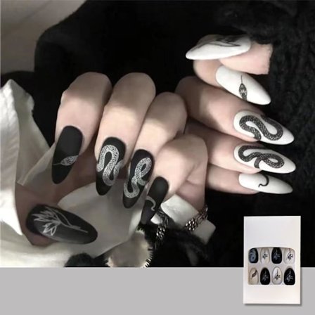 Moderne Vandtætte Aftagelige Falske Negle Tips - Kunstige Flamme Tryk På Falske Negle