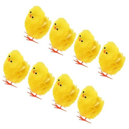 Gula Påskkyckling Plyschleksaker för Dekoration 8st Mini Kycklingar[D]