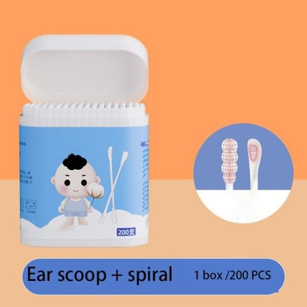 200 st Baby bomullspinne Sterila bomullsknoppar EAR SCOOP SPIRAL