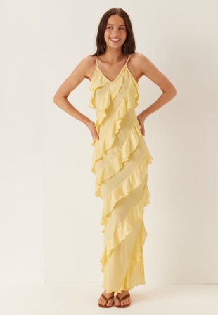 VERO MODA - Vmicelyn Sl Ruffle Maxi Dress - Flan