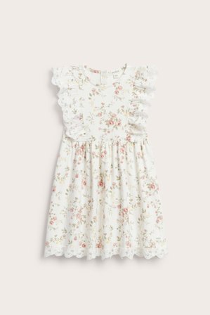 Newbie | Ermeløs blomstrete kjole Offwhite 122 | Offwhite