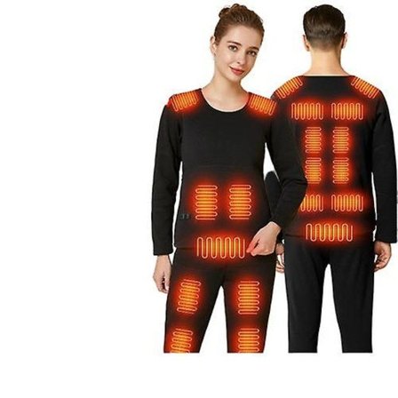 Opvarmet Termosæt til Kvinder og Mænd Elektrisk Opvarmet Undertøj Grå