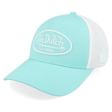 Von Dutch - Blauw trucker Cap - Oval Patch White/Turqouise Trucker @ Hatstore