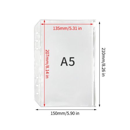 5 STK Loose Leaf Bag Konvolutter Lomme A5 A5