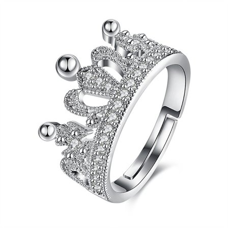 925 Sterling Silver Queen Crown Ring Fashion Charm Smycken