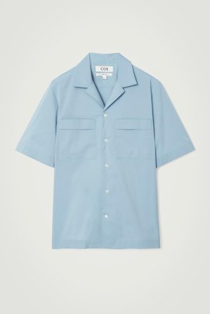 COS Homme Chemise Manches Courtes Regular Workwear En Coton in Bleu