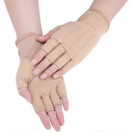 Halvfingerhandsker til mænd, sommer, cykling, bomuld, ventilerende, sport, skridsikre, UV-beskyttelse, khaki