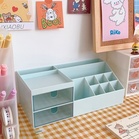 Skrivbordsförvaringslåda med flera fack, söt och vacker skrivbordsorganisatör förvaringslåda för pennor, ljusgrön