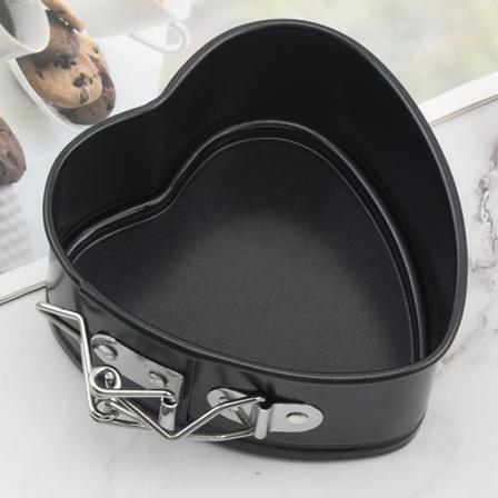 4 tommers hjerteformet kakeform, karbonstål non-stick bakeform, løs bunn og sløyfekake bakeverktøy, 11*11*5cm (1 stk)