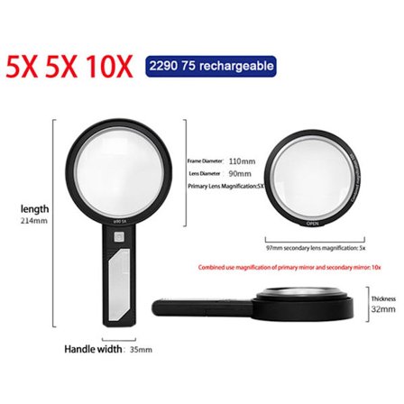 Valaistu suurennuslasi, valaistu suurennuslasi 2290 75