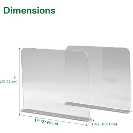 2 stk. gjennomsiktige akrylskillevegger for skap - skaphylleorganisator og oppbevaring for klær, T-skjorter, bøker, gensere - skillevegg 11 tommer * 