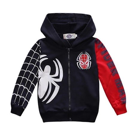 Superhelt Spider-Man Tryk Lynlås Hoodie Jakke Frakke Spædbarn Børn Drenge Tegneserie Langærmet Casual Hættetrøje Top Yderbeklædning Julegave 