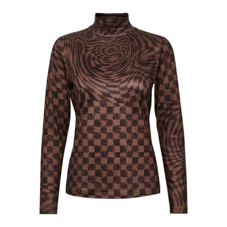 Karen by Simonsen Karen By Simonsen Erolkb Turtleneck Toppe & T-Shirts 10104054 Harlekin Chess Brun, Dame