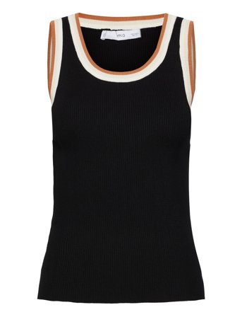 Knitted Top With Contrast Details Black Mango