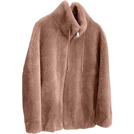 Teddy Fleece Jacka Kvinna Hel Dragkedja Plus Size Sherpa Fleece Koftor Dubbel Fleece Dragkedja Jacka Långärmad Cardigan Jacka Lätt Varm