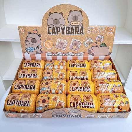 Kapibala Overraskelseskapselsæt - 16 stk. Samlerlegetøj med Figurer, Klistermærker eller Kort