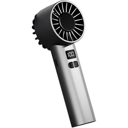 Håndvifte, Oppladbar Håndvifte, Bærbar Håndvifte, Bærbar Vifte, 100 Vindhastigheter LED-Display, Oppladbar, Grå, 6,5x6,2x17 cm