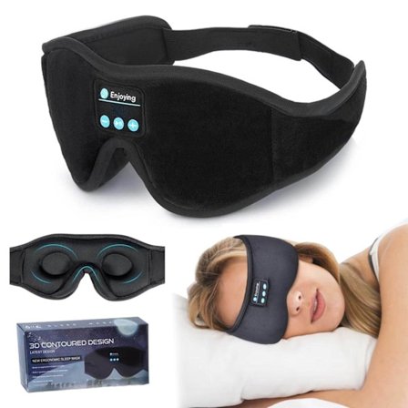 3D Memory Foam Sovemaske med Bluetooth-hovedtelefoner og timer | Luksus sovehovedtelefoner sort