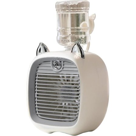 3-i-1 Mini Luftkøler Ventilator – Luftkøler med Forstøver og Natlys, 3 Hastigheder – Luftfugter og LED-lys – Grå