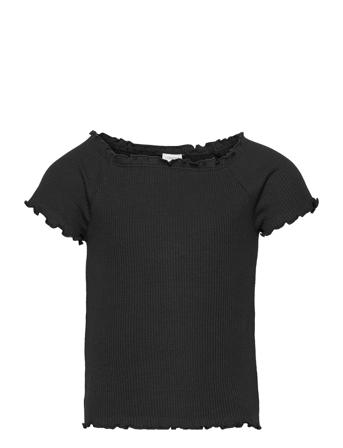Top Stina Rib T-shirt Sort Lindex