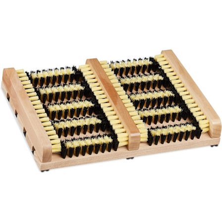 Skobørste, sklisikker bakside, harde bust, støvelskrape for