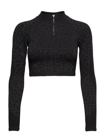 Formknit Seamless Cropped 1/4 Zip Crop Tops Long-sleeved Crop Tops Musta PUMA