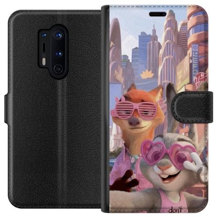 Yhteensopiva Lompakkokotelo OnePlus OnePlus 8 Pro Animoituja eläimiä aurinkoisessa kaupunkiympäristössä, joilla on pinkit aurinkolasit ja positii