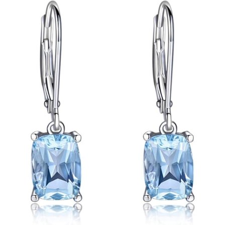Ægte 925 Sterling Sølv Himmelblå Topas Dråbe Øreringe Elegant Ædelsten Bryllup Forlovelses Smykker Til Kvinder Gaver