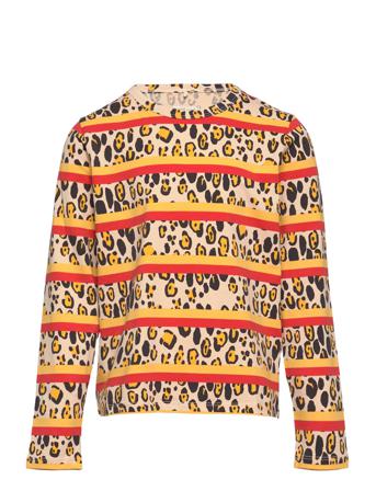 Leopard Stripe Aop Ls Tee Langærmet T-shirt Multi/mønstret Mini Rodini