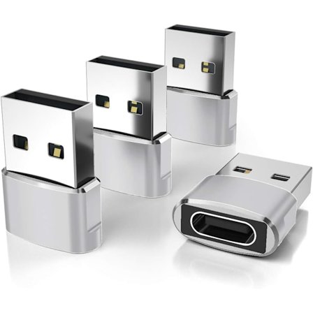 4-pack USB-C hona till USB-A hane adapter, typ A laddare block kabelkontakt omvandlare