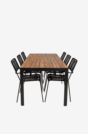 Venture Home - Belinda spisebord og 6 Levis spisestoler - Natur - Spisegrupper - Fra Homeroom