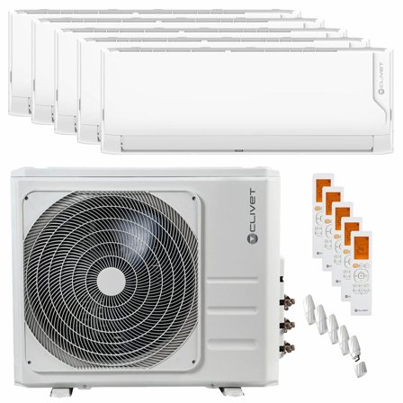 Condizionatore Clivet Cristallo 2 penta split 9000+9000+9000+9000+18000 BTU inverter A++ wifi unità esterna 12.3 kW