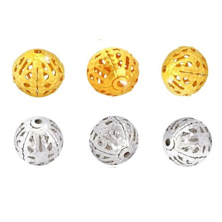 Runde filigran perler belagt ekte gull messing perler gull messing