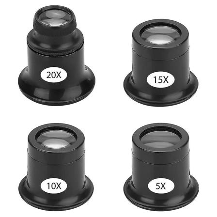 4 kpl suurennuslasilinssisetti 5x 10x 15x 20x kellokorjaajan suurennuslasilinssisetti suurennuslasi Black