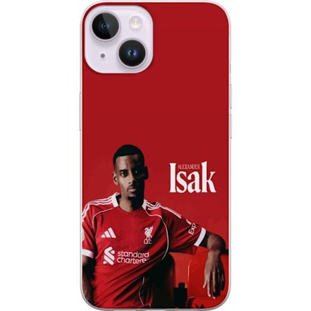 Kompatibelt Mobildeksel til Apple iPhone 15 Plus Alexander Isak plakat Liverpools fotballdrakt Sveriges landslagsspiss Premier League angrep kunst