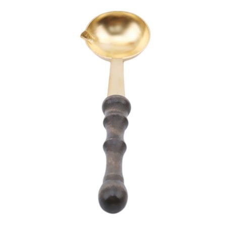 1 stk. gylden vintage messing ildlakeret ske med træ