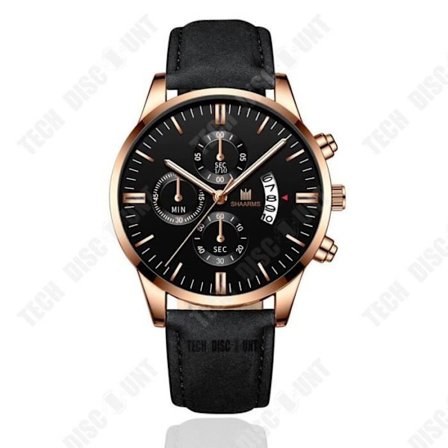 Liiketoimintakello - TD - Kolme kelloa - Kvartsi - Vedenkestävä 30m - Musta